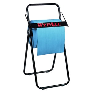 Free-standing WypAll® dispenser with blue, jumbo roll wipes