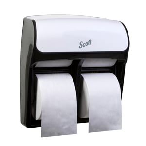 Four-roll Scott® toilet paper dispenser in faux stainless