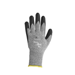 Grey KleenGuard Level 5 Cut Resistant glove on a white background