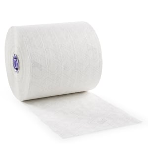 Jumbo roll of Scott® hard roll paper towels featuring brand name on sheets