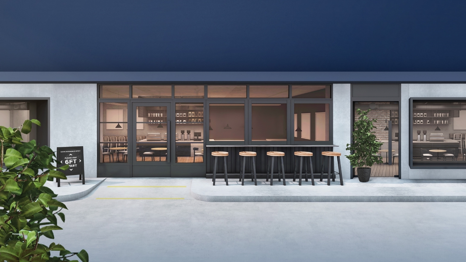 Storefront view of restaurant