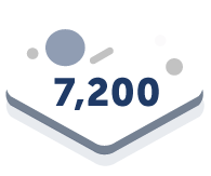 Abstract graphic icon with 7,200 in bold