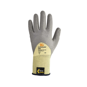 Single gray KleenGuard™ glove on white background