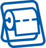Blue freestanding jumbo wiper dispenser icon outline on white background