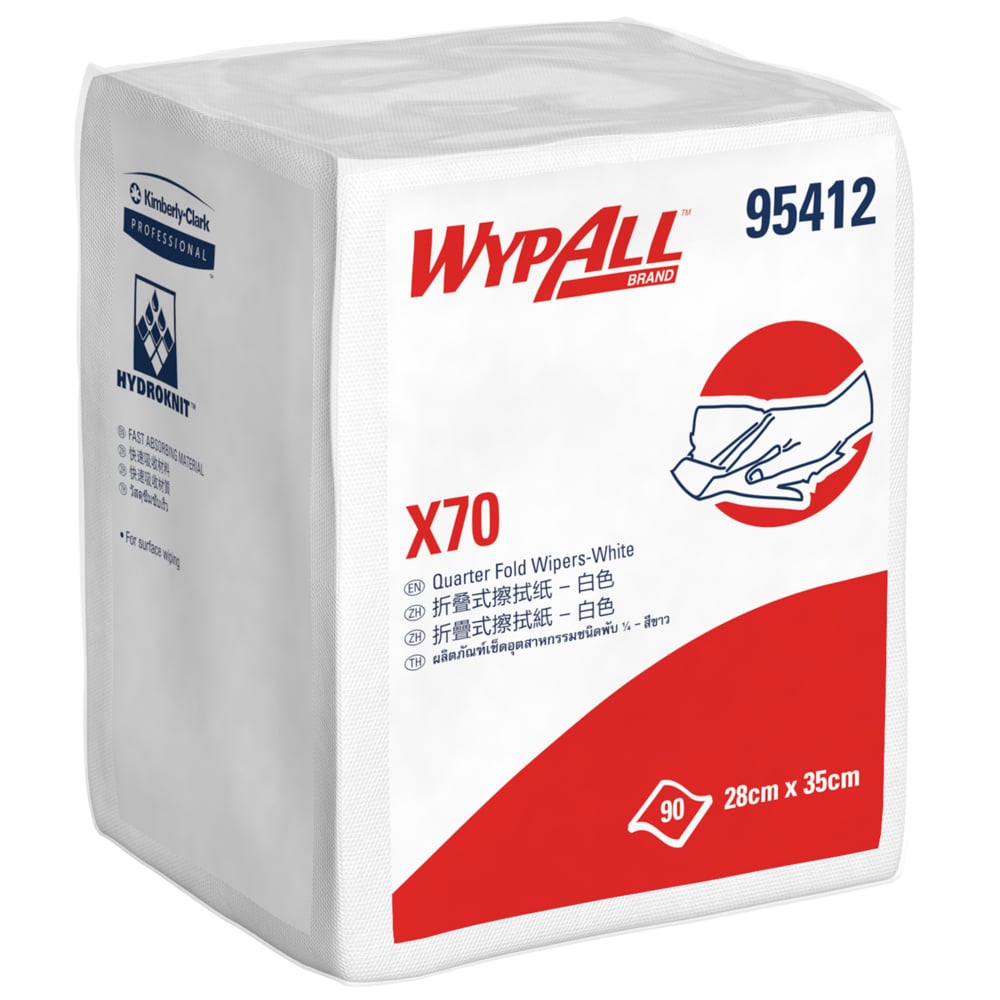 95412 WypAll X70 Wipers, Quarter fold