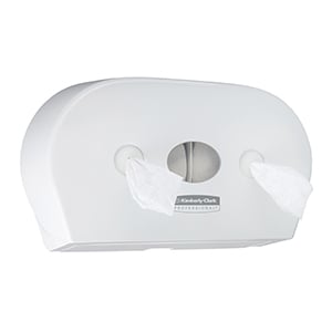 White Kimberly-Clark Professional™ twin roll toilet paper dispenser