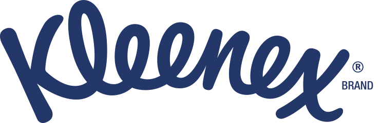 Dark blue Kleenex® brand logo on white background
