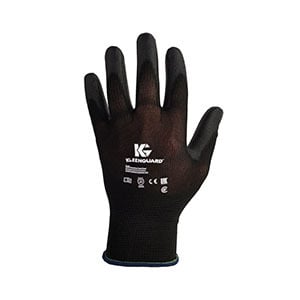 Single gray KleenGuard™ glove on white background