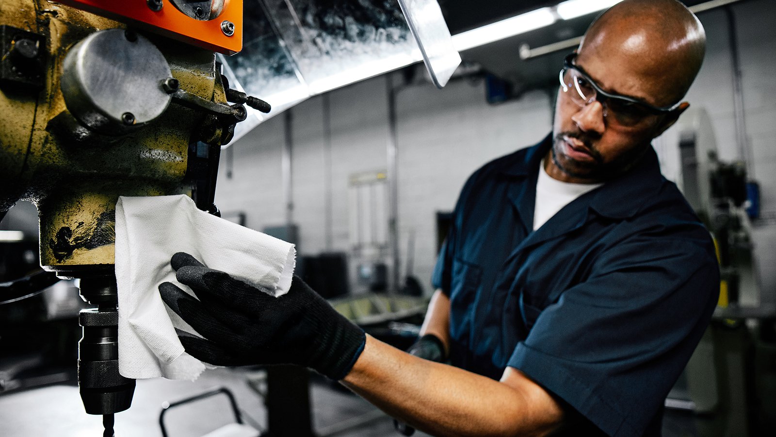 WypAll® wipes in a workshop