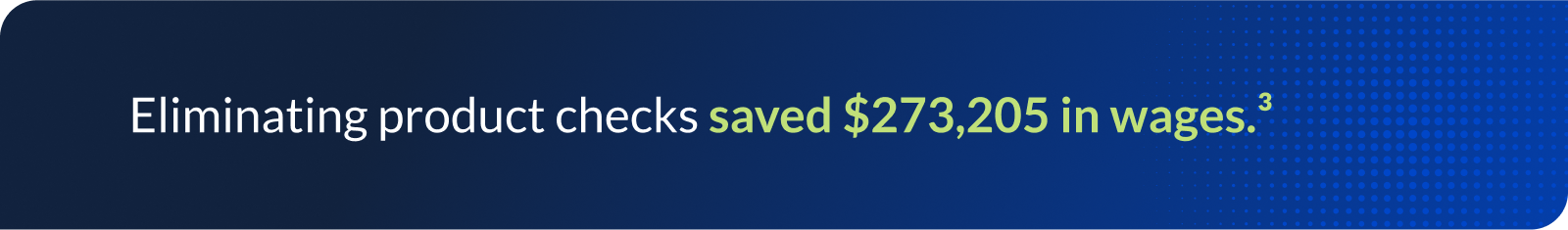 Eliminating product checks saved $273,205 in wages.3