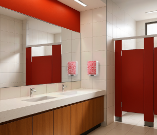 Restroom – Restroom featuring ICON™ dispenser with a custom faceplate 