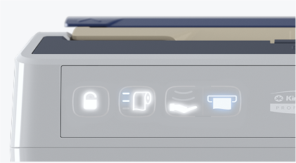 Close-up of an ICON™ dispenser with LED lights and a touch panel, indicating intuitive servicing cues.