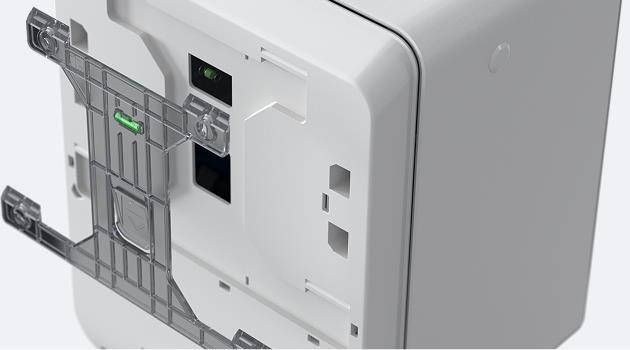ICON™ dispenser showing custom engineered brackets and clip-on mounting for easy installation