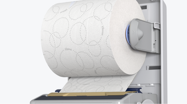 A roll of paper in an ICON™ dispenser, demonstrating 100% paper utilization with stub roll capabilities.