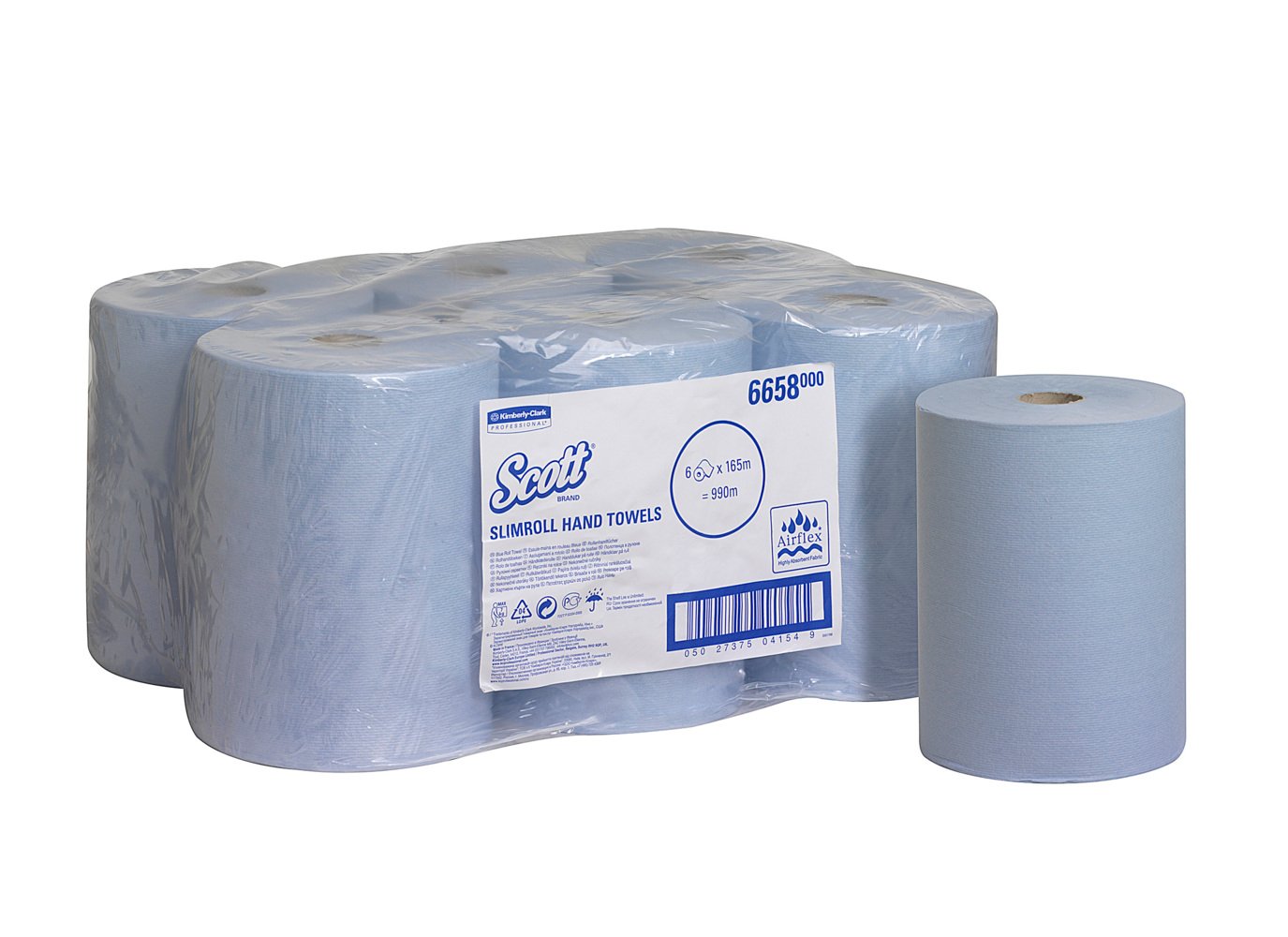 Scott® Slimroll™ Hand Towels 6658 - 6 x 165m blue, 1 ply rolls - 6658