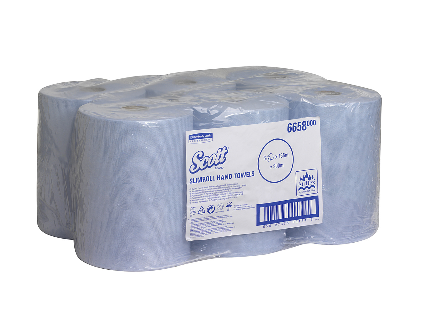 Scott® Slimroll™-Handtücher 6658 – 6 x 165 m blau, 1-lagige Rollen - 6658