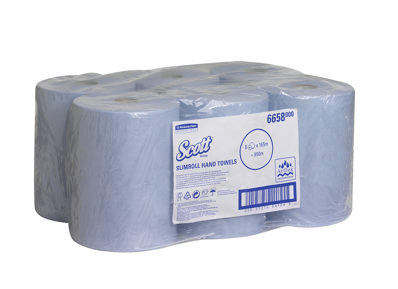 Scott® Slimroll™ Hand Towels 6658 - 6 x 165m blue, 1 ply rolls - 6658