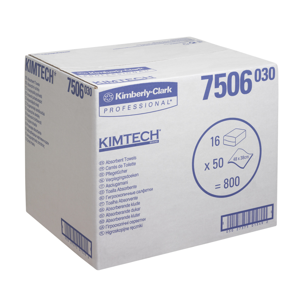 Kimtech® Saugfähige Handtücher mit Z-Faltung 7506 - 50 weiße Handtücher pro Beutel (Karton enthält 16 Beutel) - 7506