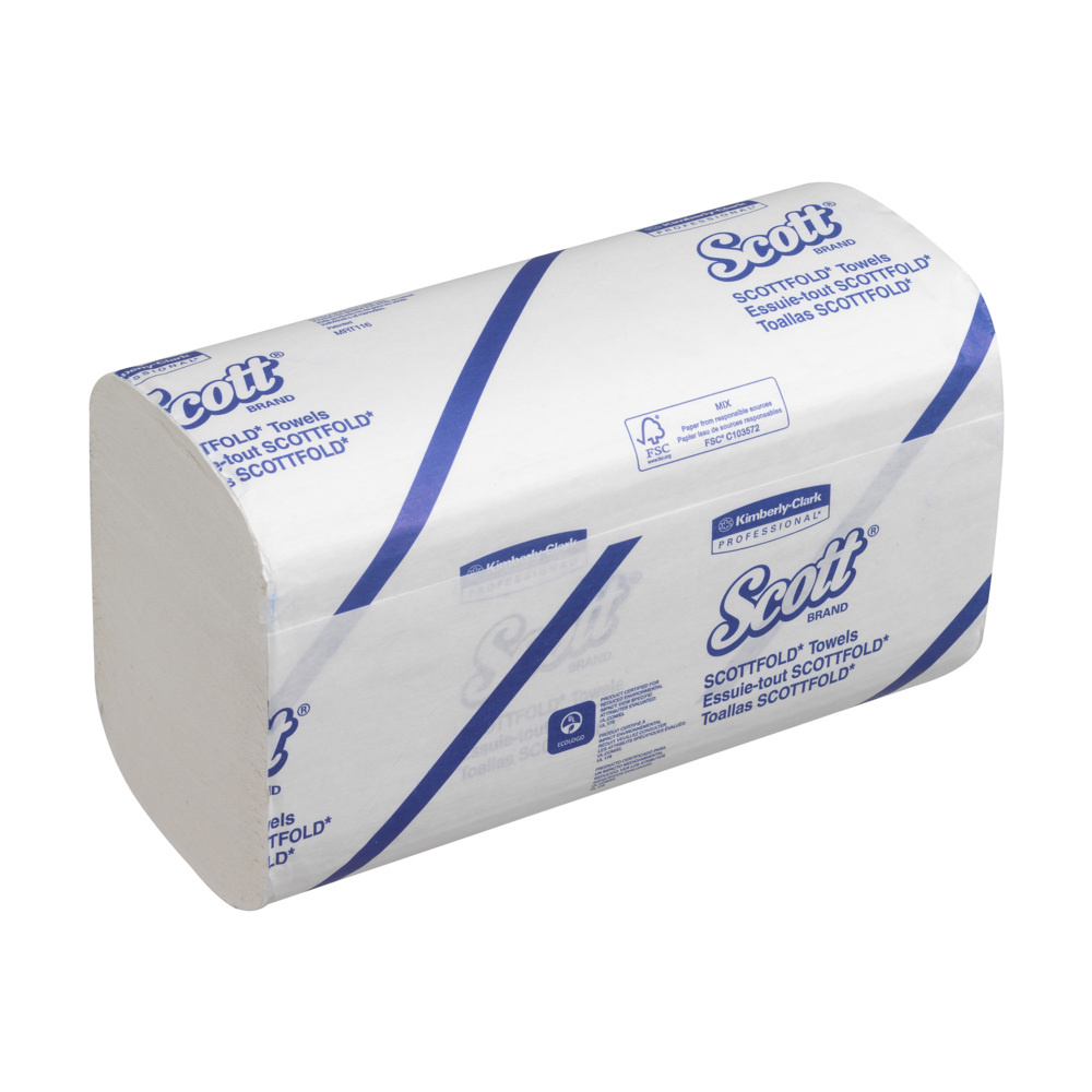 Scott® Multifold Hand Towels 6633 - 25 Packs x 175 White, 1 Ply Sheets (4,375 Sheets Total) - 6633