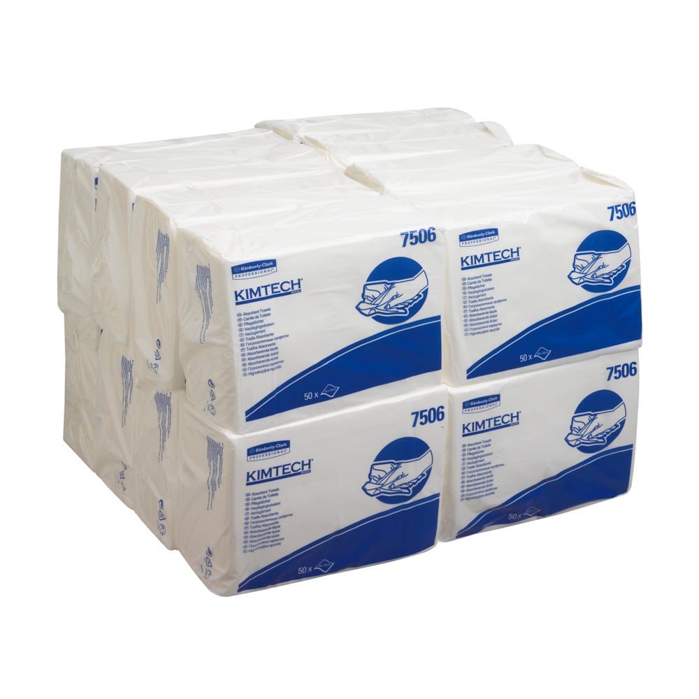 Kimtech® Absorberende Z-gevouwen Handdoekjes 7506 50 witte doeken per polybag (verpakking bevat 16 polybags) - 7506