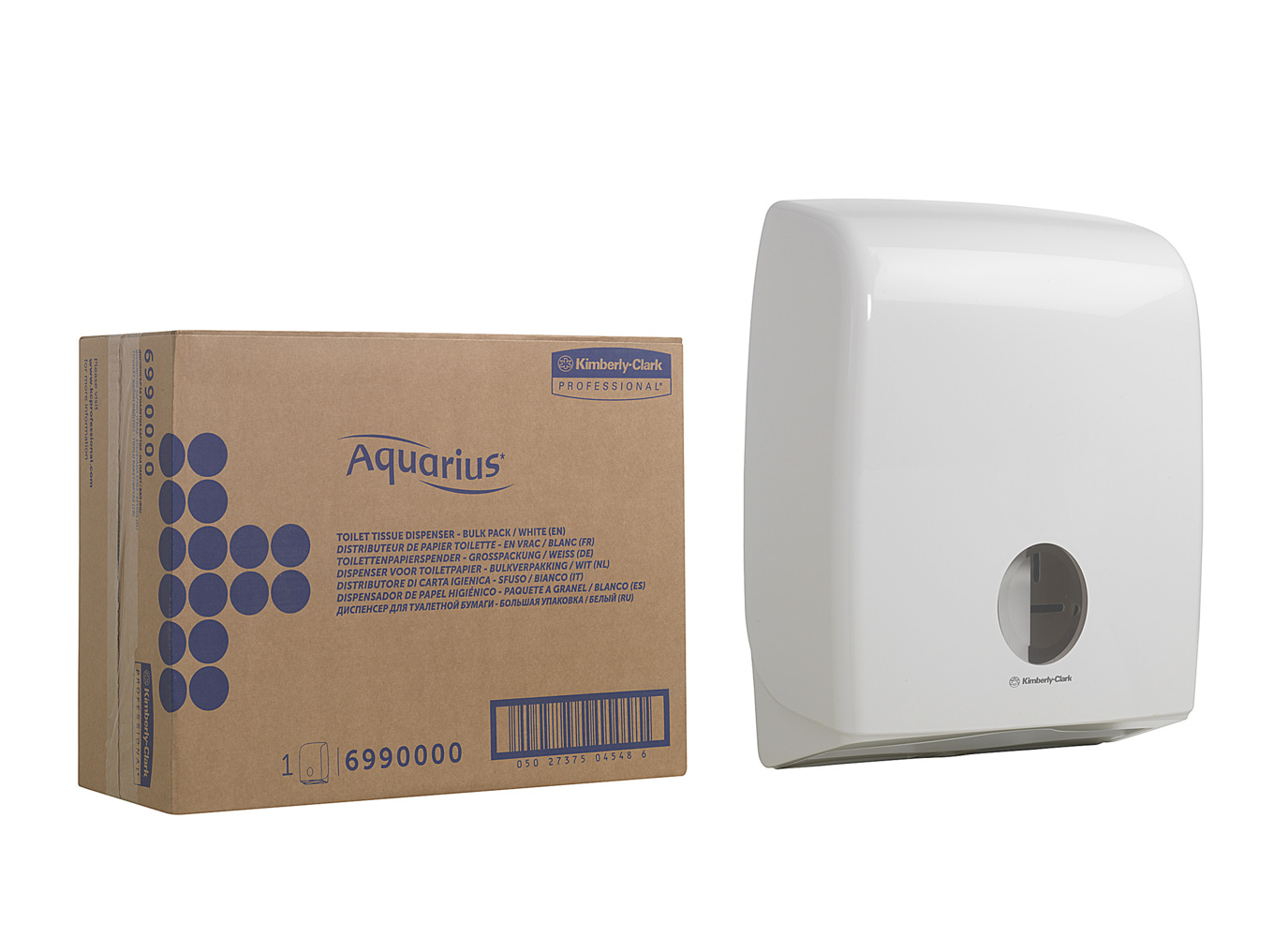 Distributeur de papier toilette plié grande capacité Aquarius™ 6990 - 1 x distributeur blanc de papier toilette plié - 6990