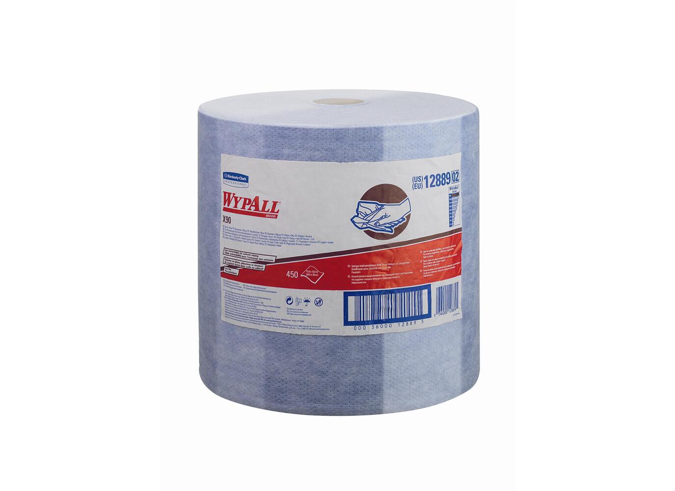 WypAll® X90-Tücher 12889 – 1 Großrolle mit 450 blauen, 2-lagigen Tüchern - 12889