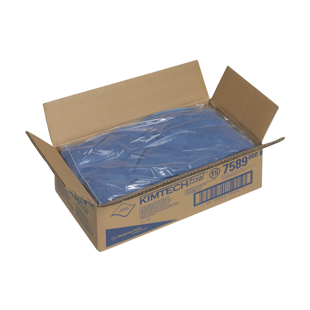 Chiffons en microfibres pour préparation de surfaces Kimtech® 7589 - 1 paquet de 25 chiffons bleus - 7589