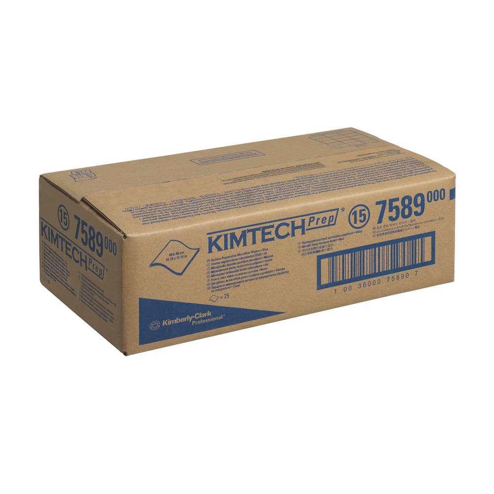 Chiffons en microfibres pour préparation de surfaces Kimtech® 7589 - 1 paquet de 25 chiffons bleus - 7589