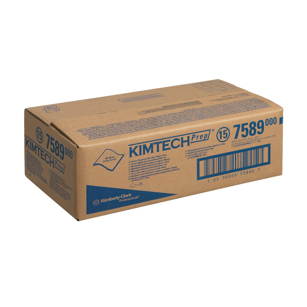 Kimtech® Surface Preparation Microfibre Cloths 7589 - 1 pack x 25 blue cloths - 7589