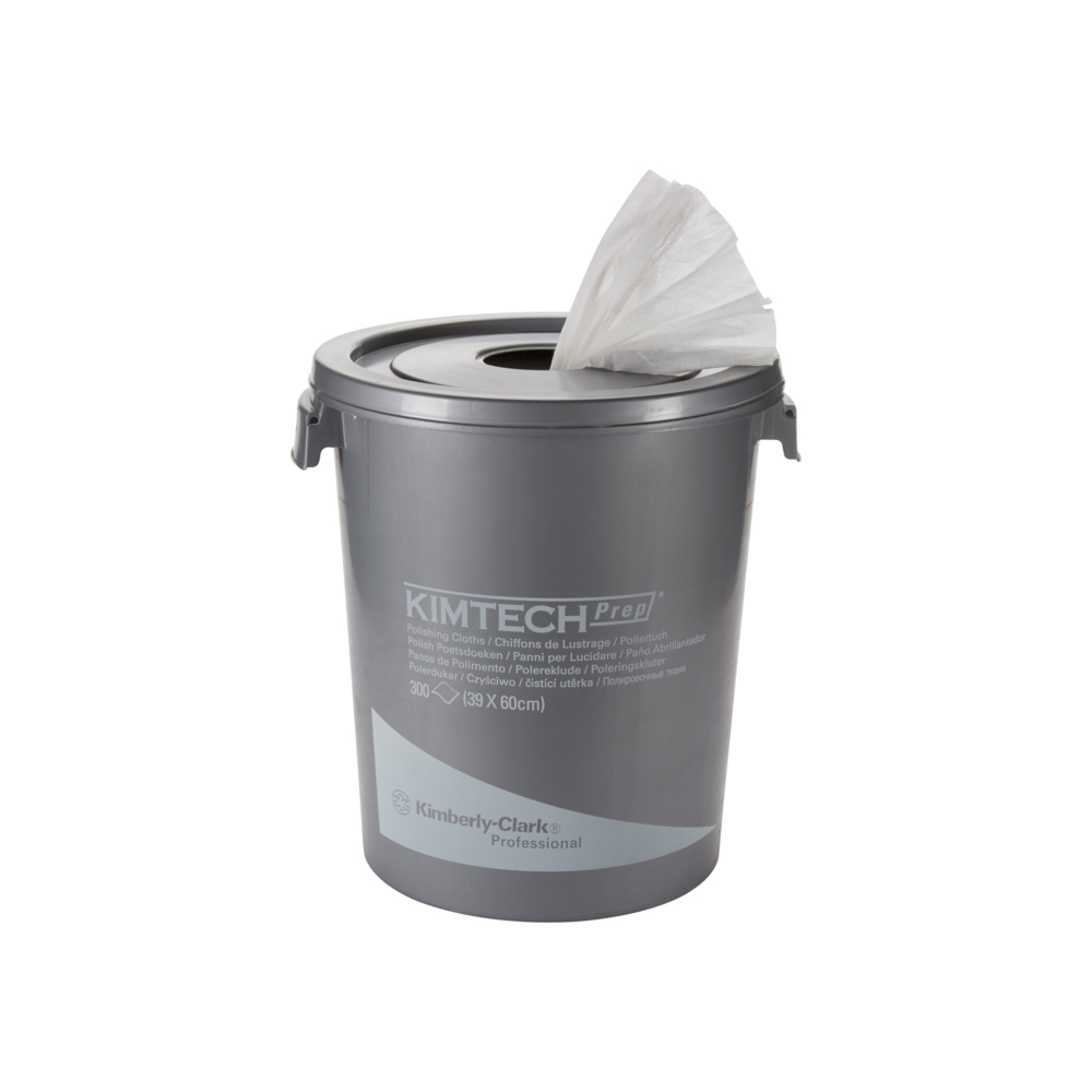 Kimtech® Spendereimer für Poliertücher 7213 – 1 grauer Spendereimer mit 300 weißen Tüchern - 7213