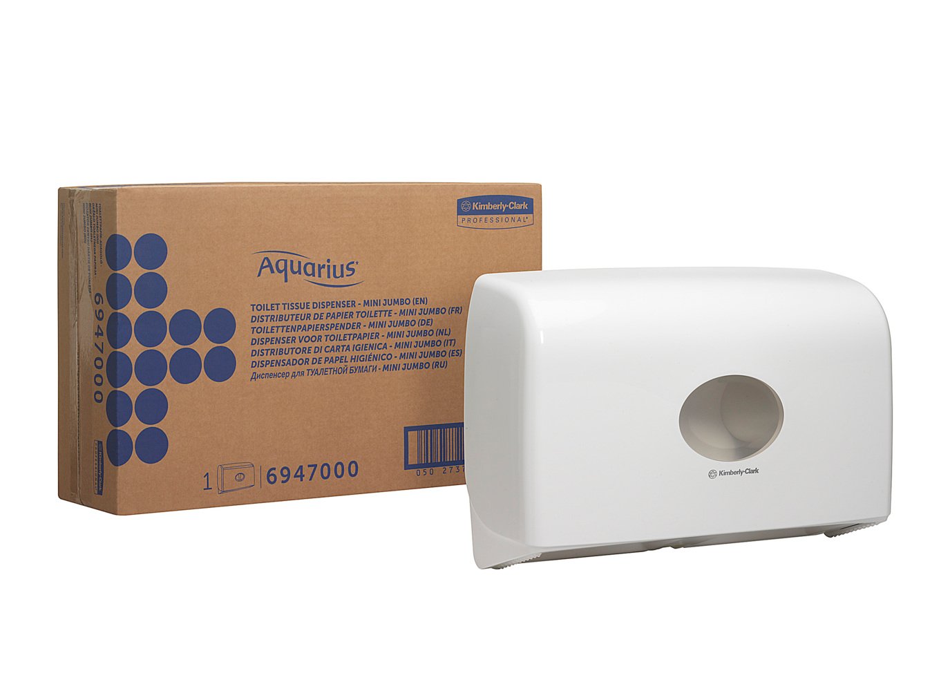 Distributeur de papier toilette double rouleaux Mini Jumbo Aquarius™ 6947 - Blanc - 6947