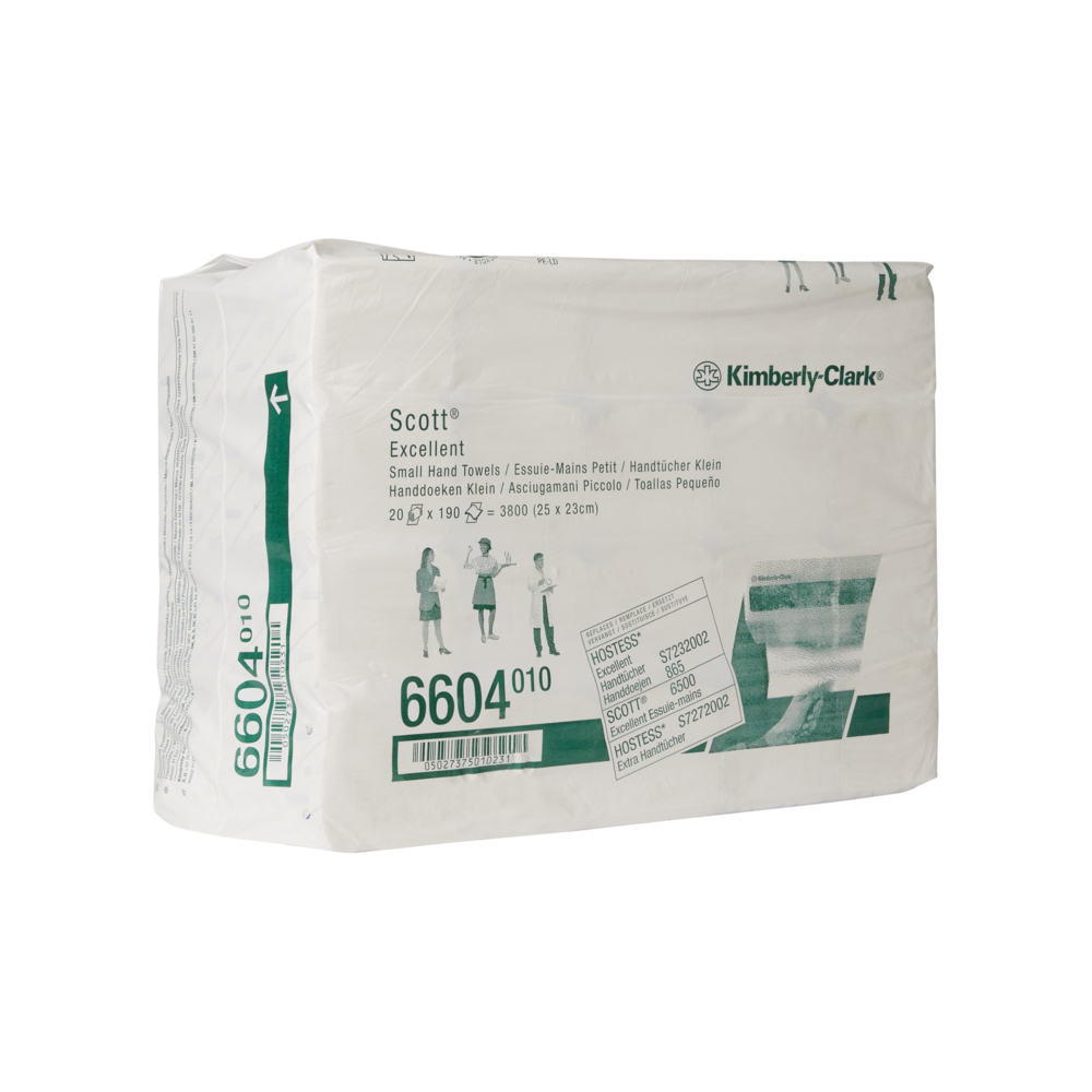Scott® Excellent Interfolded Handtücher 6604 – 190 weiße, 2-lagige Tücher pro Packung (Karton enthält 20 Packungen) - 6604