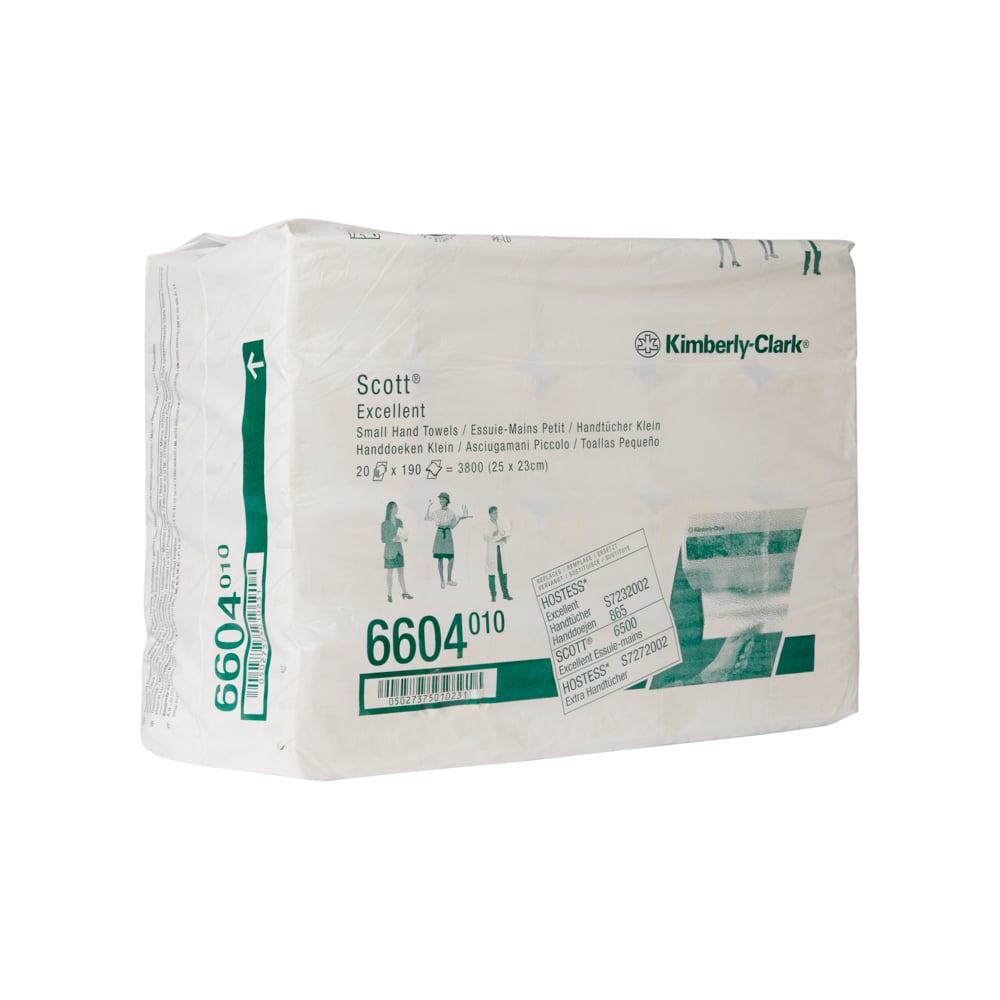 Scott® Excellent Interfolded Handtücher 6604 – 190 weiße, 2-lagige Tücher pro Packung (Karton enthält 20 Packungen) - 6604