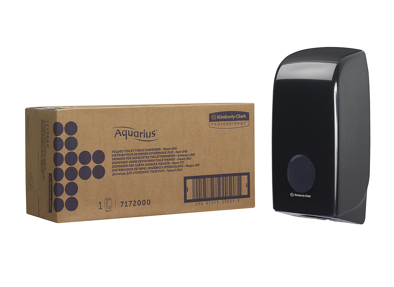 Aquarius™ Dispenser voor gevouwen toiletpapier 7172 - 1 x zwarte rol dispenser voor losse vellen toiletpapier - 7172