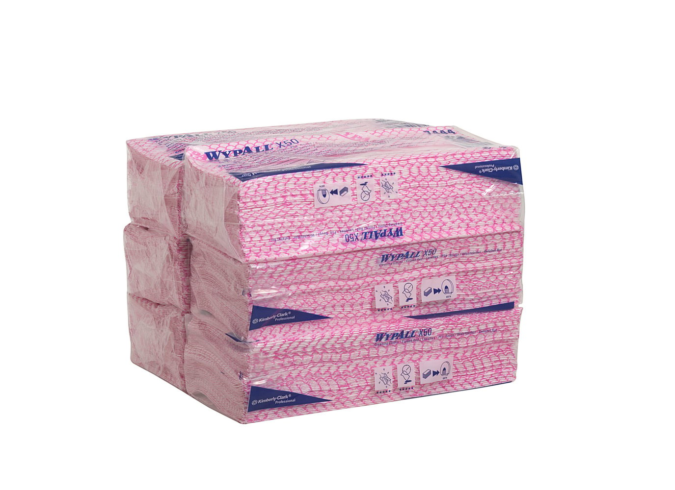 Panni per la pulizia con codice colore WypAll® X50 7444 - Panni per la pulizia rossi - 6 confezioni x 50 panni con codice colore intercalati (totale 300) - 7444