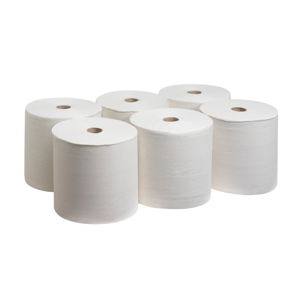 Scott® Performance Toallas secamanos 6665 - Hoja de 200 m blanca de 1 capa por rollo (la caja contiene 6 rollos) - 6665