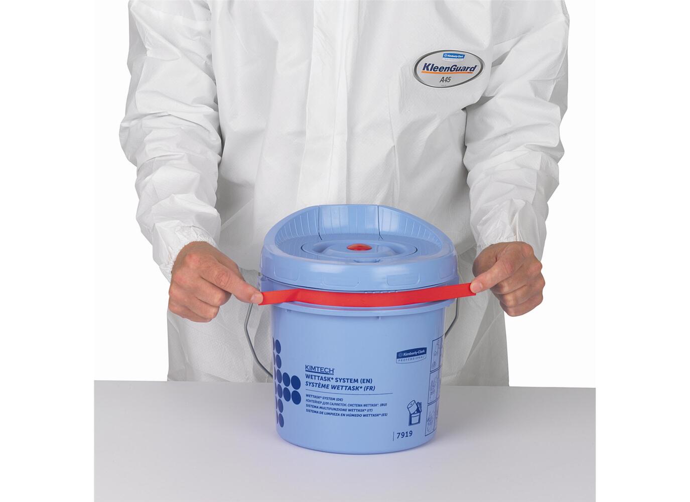 Kimtech® Wettask™ Wiper Roll Dispenser Bucket 7919 - Dispenser for the Wettask™ Cleaning Wipes Range - 4 x Blue Wiper Dispenser Buckets - 7919