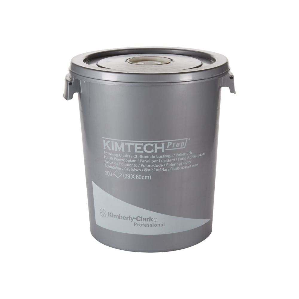 Kimtech® Polishing Cloths Bucket 7213 - 1 grey bucket with 300 white cloths - 7213