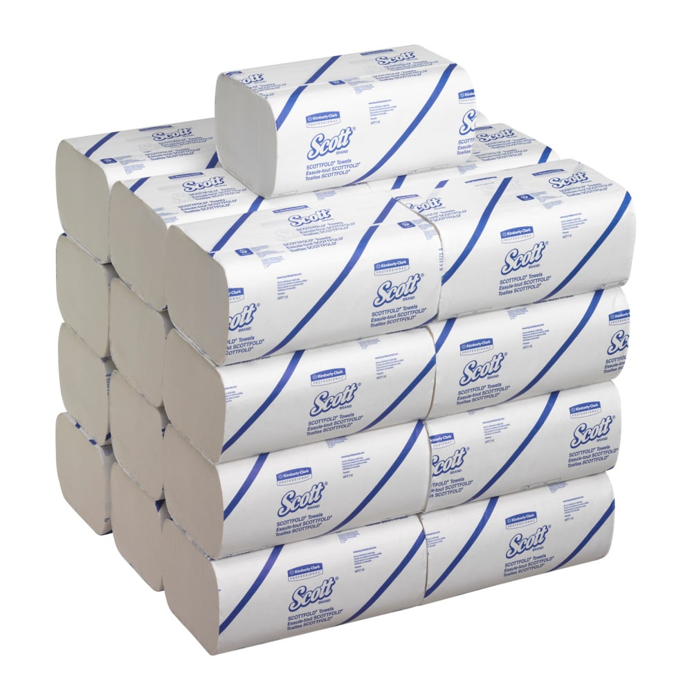 Scott® Multifold papieren Handdoekjes 6633 - 25 wikkels x 175 witte, 1-laags doeken - 6633