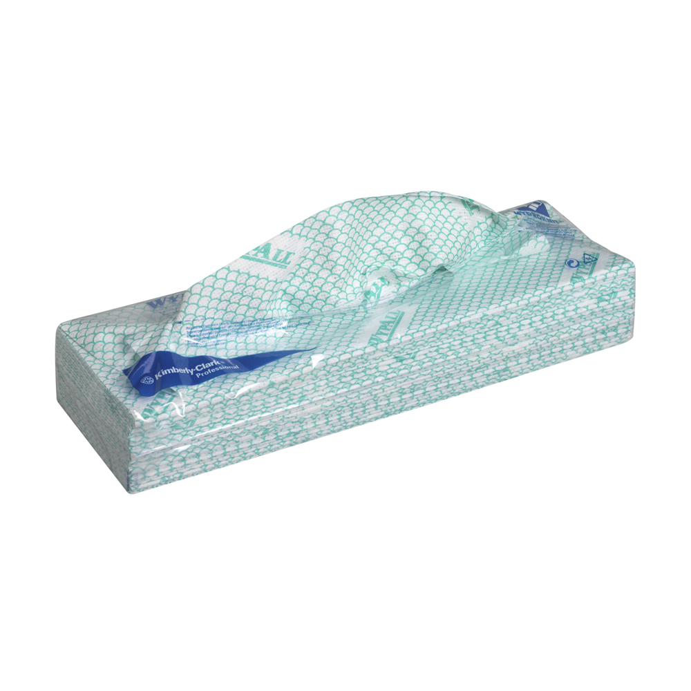 WypAll® X80 Farbcodierte Reinigungstücher 7566 – Reinigungstücher Grün – 10 Packungen x 25 Reinigungstücher für hohe Beanspruchung (insges. 250) - 7566