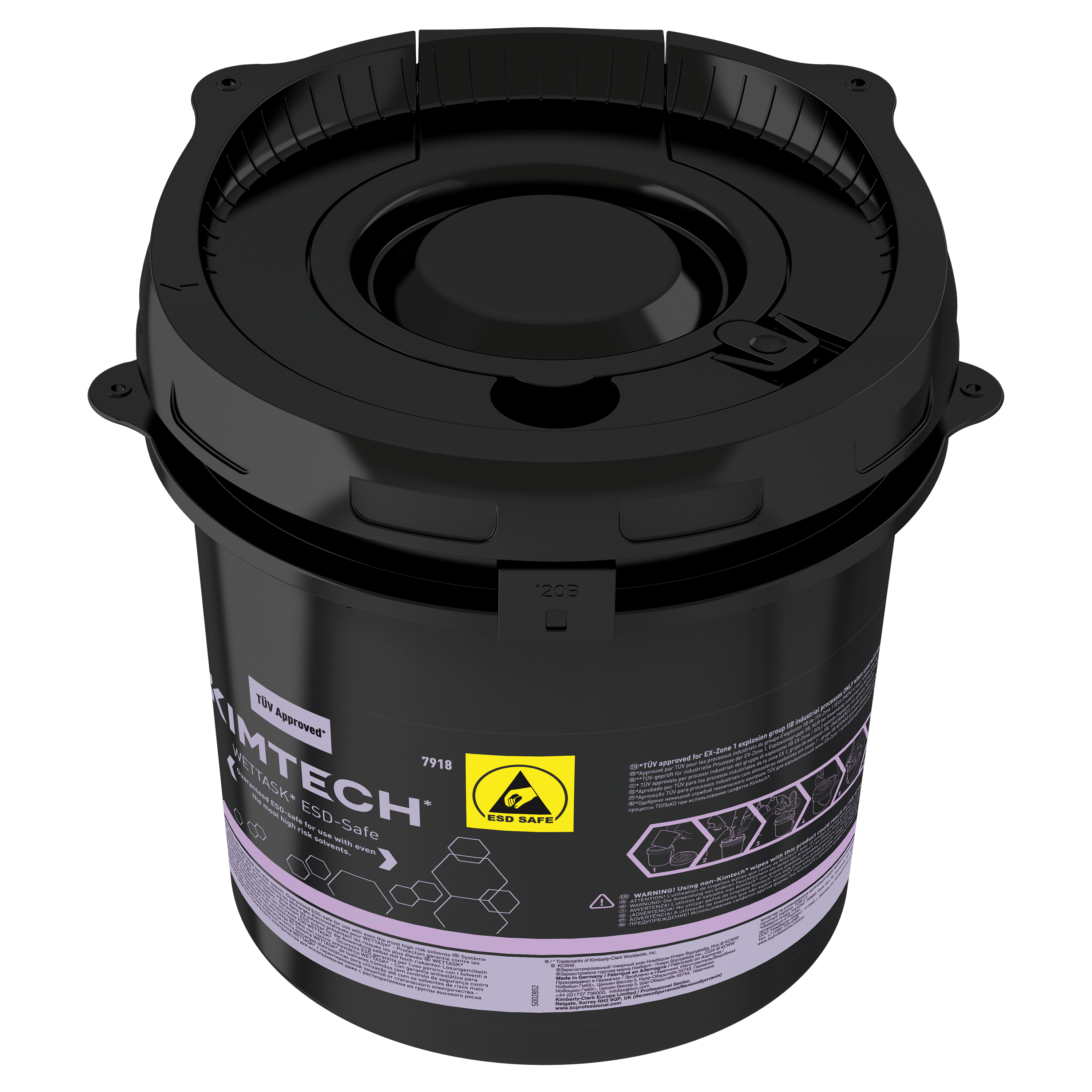 Seau distributeur de bobine d’essuyeurs Kimtech® Wettask™ ESD 7918 - 4 seaux distributeurs noirs de 5 L - 7918