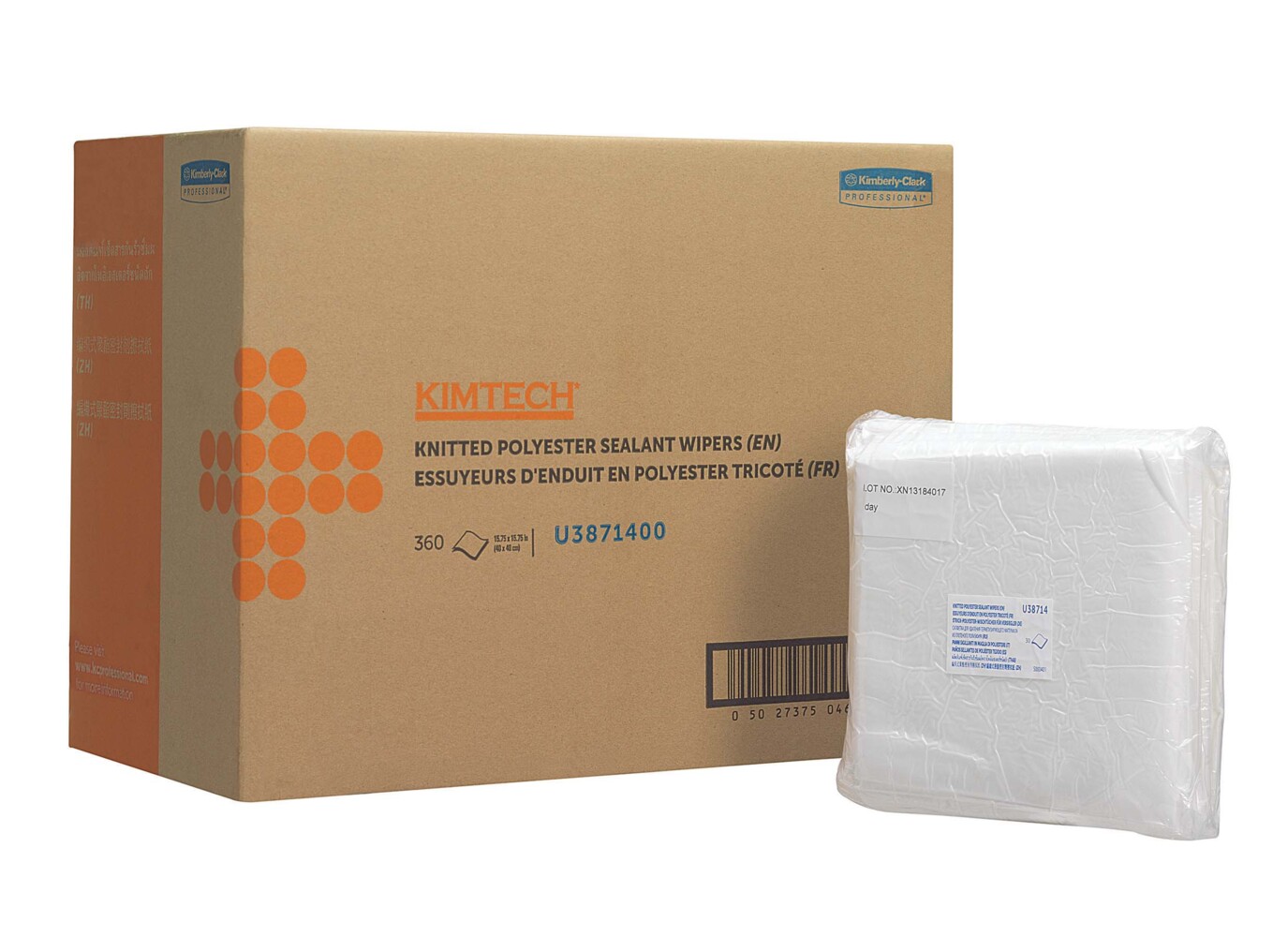 Kimtech® Auto Polyester Sealant Wipers 38714 - 30 unfolded, white sheets per pack (box contains 12 packs) - 38714