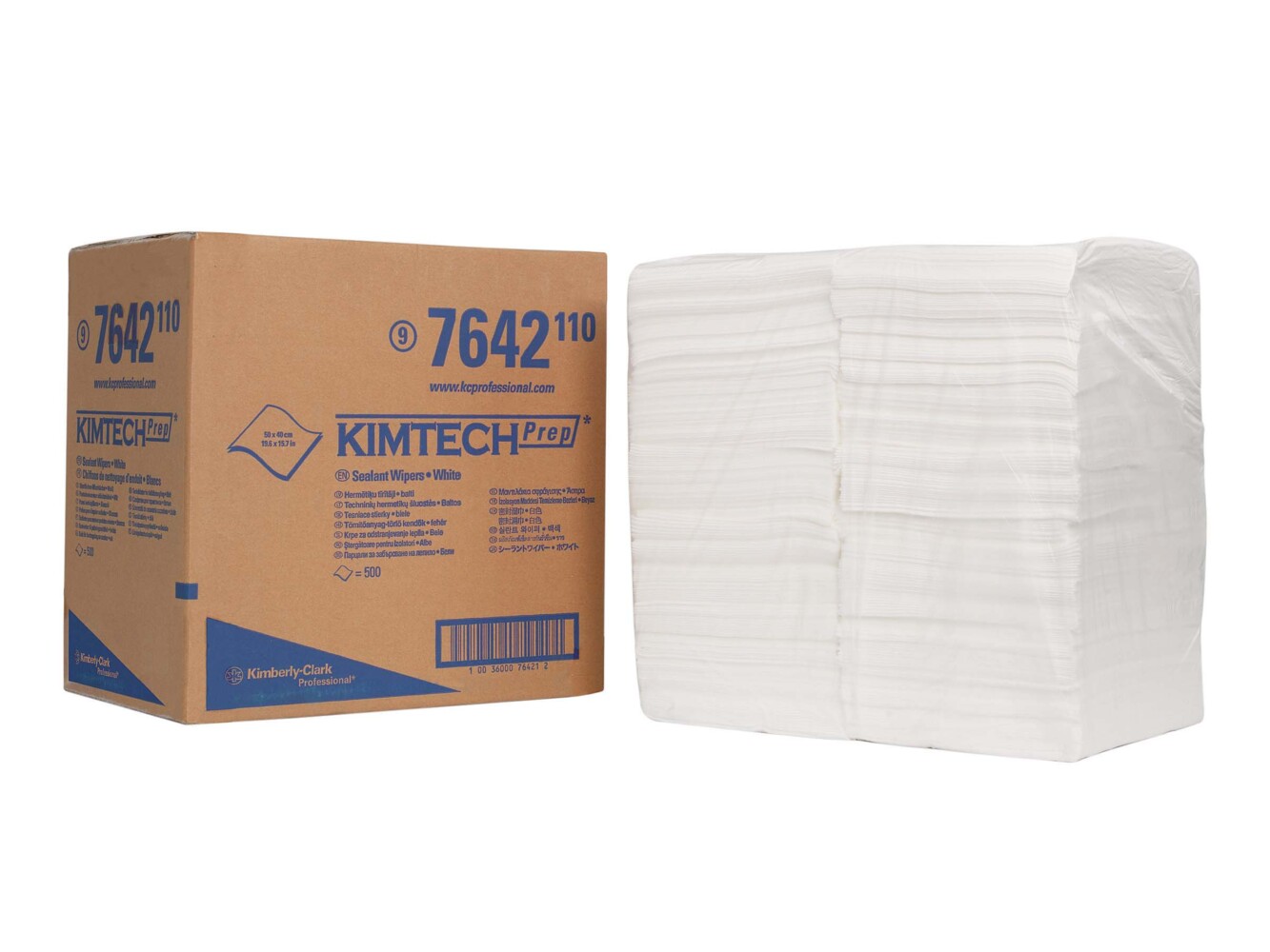 Chiffons pour mastic pliés en quatre Kimtech® 7642 - 1 carton de 500 chiffons blancs - 7642
