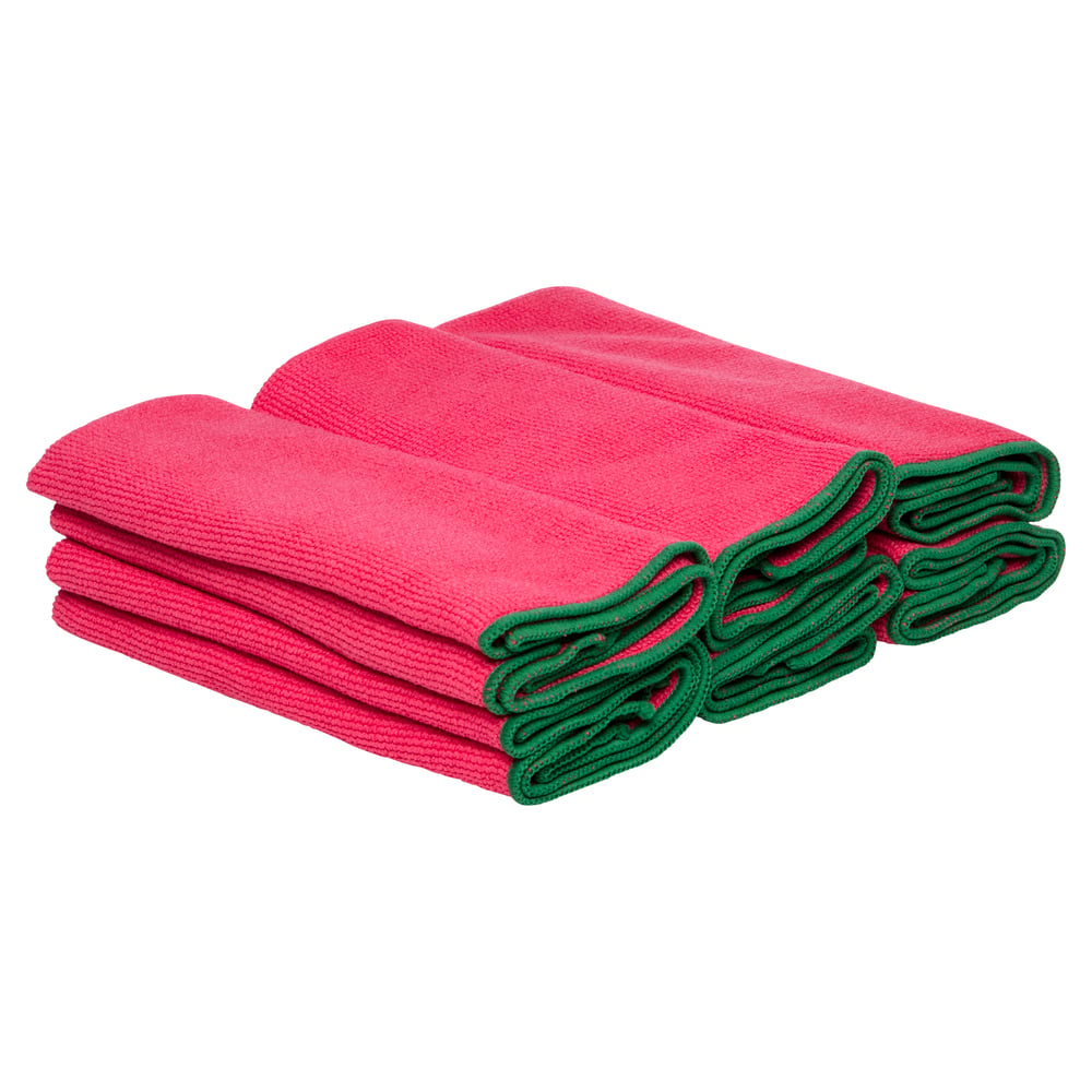 WypAll® Microfiber Cloths (83980), Red, Reusable, 4 Packs / Case, 6 Cloths / Bag (24 Cloths) - 991083980