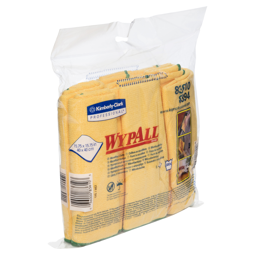 WypAll® Microfiber Cloths (83610), Gold (Yellow), Reusable, 4 Packs / Case, 6 Cloths / Bag (24 Cloths) - S061449912