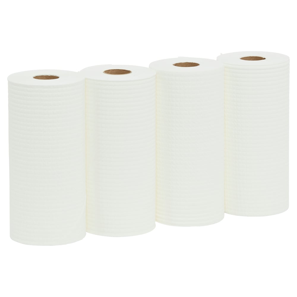 WYPALL® X50 Small Roll Wipers (4198) - Small Cleaning Wipers - 4 Rolls / Case, 70m White Disposable Wipers / Roll (280m Total)
