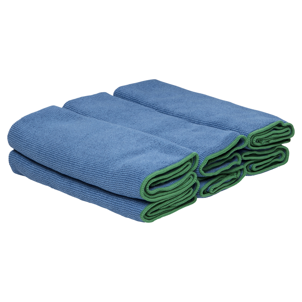WypAll® Microfiber Cloths (83620), Blue, Reusable, 4 Packs / Case, 6 Cloths / Bag (24 Cloths) - 991083620