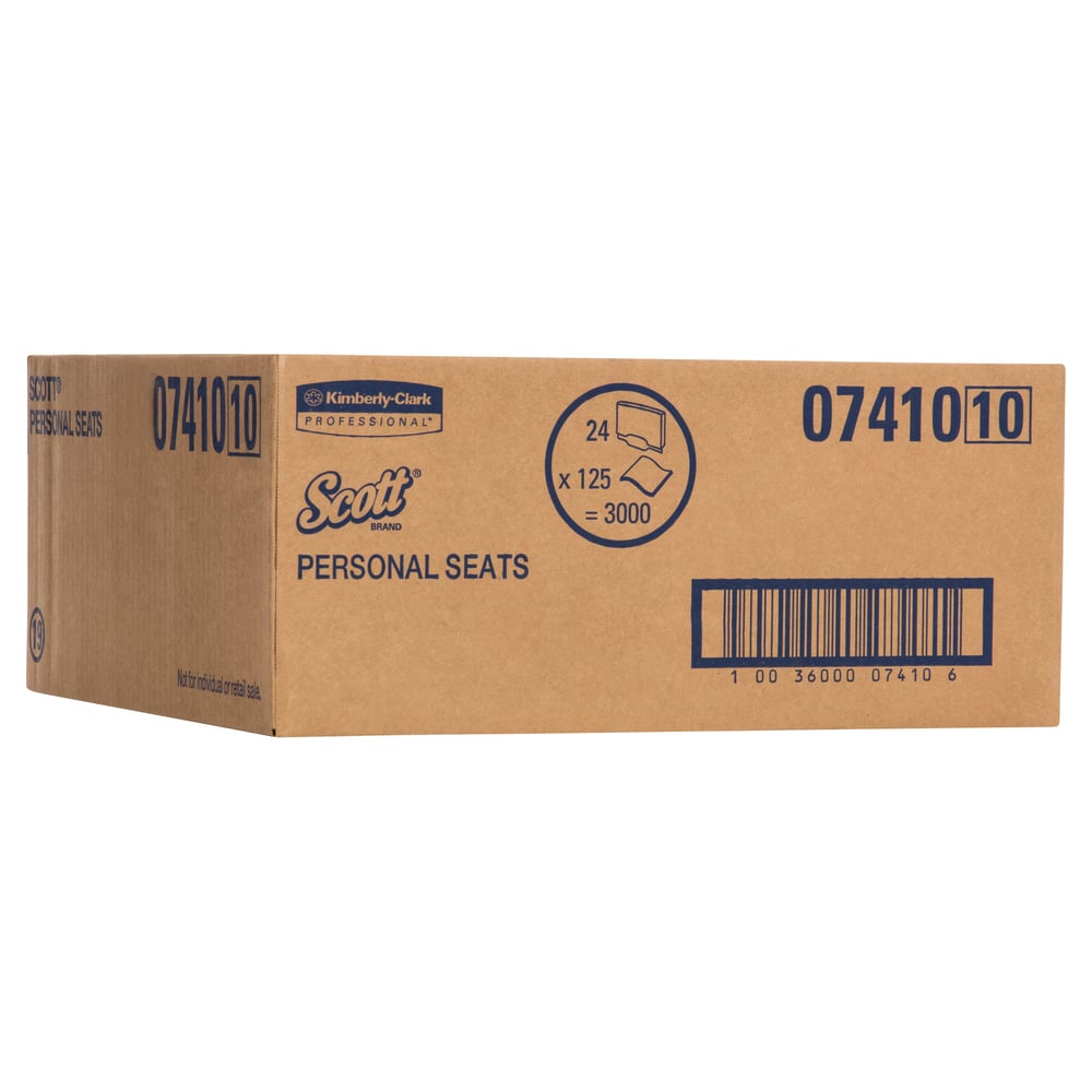 SCOTT® Toilet Seat Covers (7410), White Toilet Seat Covers, 24 Packs / Case, 125 Covers / Pack (3000 covers) - 991007410