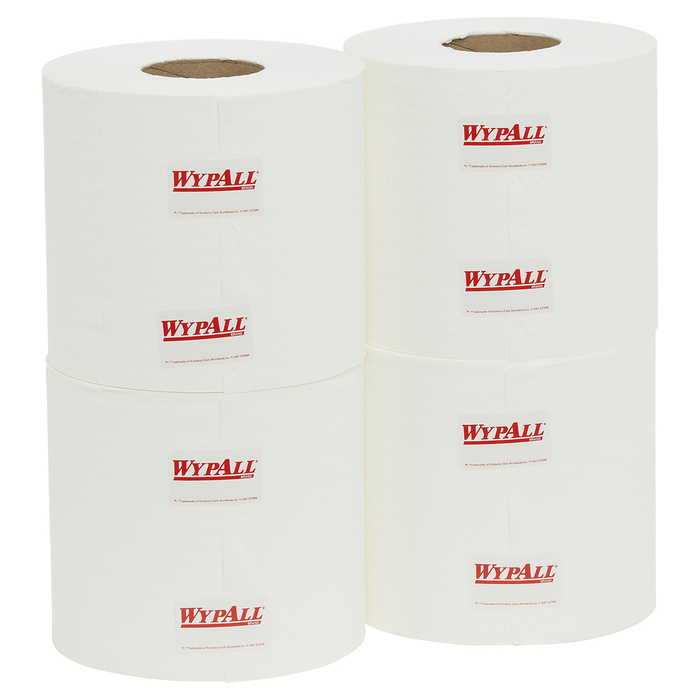 WYPALL® L10 Roll Control Centrefeed Wiper Roll (94125), White Single Use Disposable Wiper, 4 Rolls / Case, 300m / Roll (790 Wipers) - S050428254