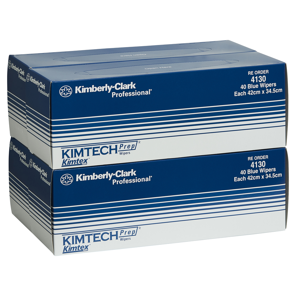 KIMTECH PREP® KIMTEX® Wipers (4130), Blue Cleaning Cloths, 4 Boxes / Case, 40 Wipers / Box (160 Wipers) - S050064425